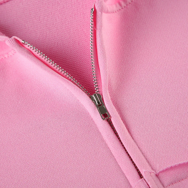 BIIKPIIK Drawstring Hooded Hoodie Suits Autumn Winter Solid Zipper Women Casual Pants Set Street Sporty Sweatshirt Two Piece Set