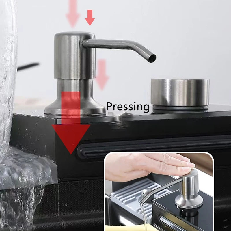 304 Stainless Steel Kitchen Waterfall Sink Digital Display Large Single Sink Dish Basin Sink With Multifunction Touch Waterfall