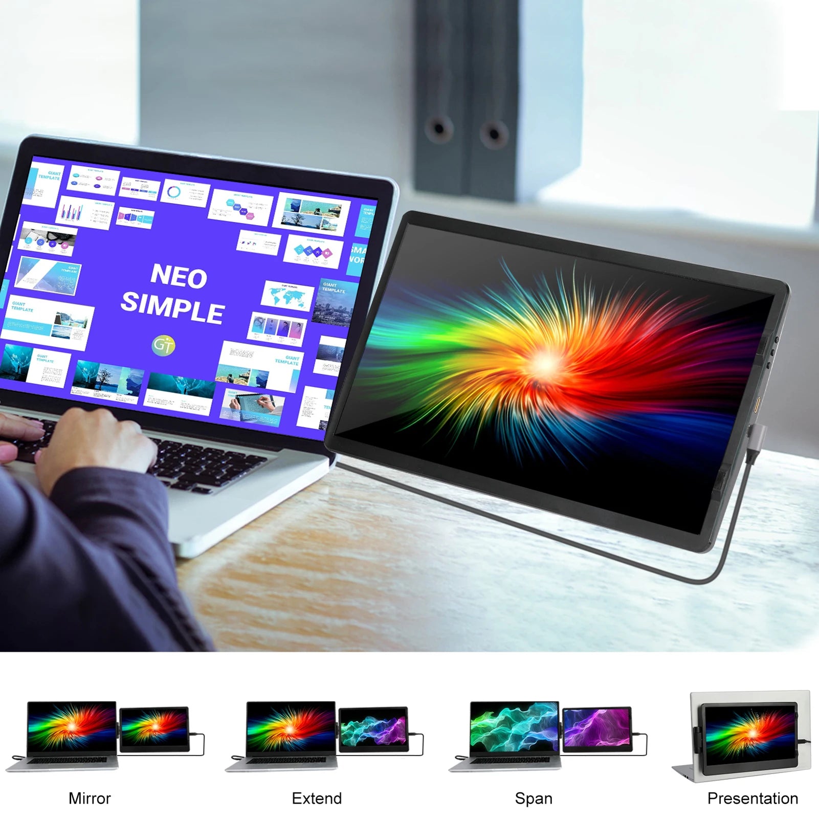 14 6 Inch LCD Laptop Monitor Foldable Screen For Conference Office Type C Computer Phone Switch PS4/5 Gaming Monitor Panel