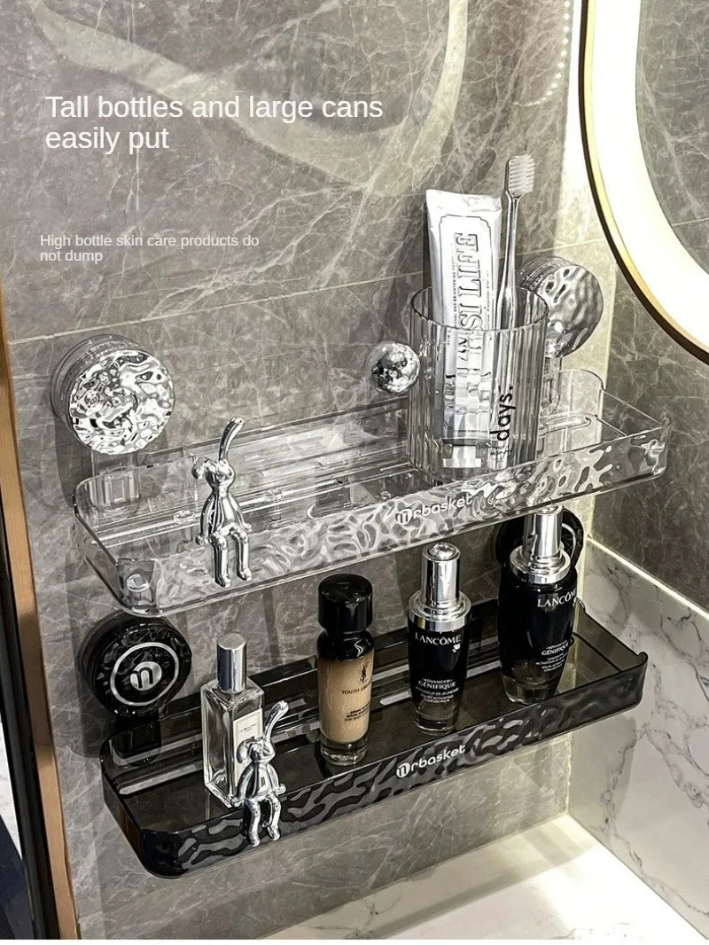 Bathroom Shelf Wall Mount Corner Shower Shelf Suction Cup Shampoo Storage Holder Shower Caddy No Drilling Bathroom Organizer