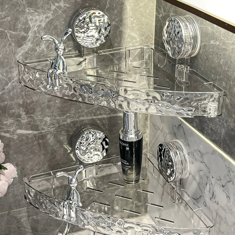 Bathroom Shelf Wall Mount Corner Shower Shelf Suction Cup Shampoo Storage Holder Shower Caddy No Drilling Bathroom Organizer