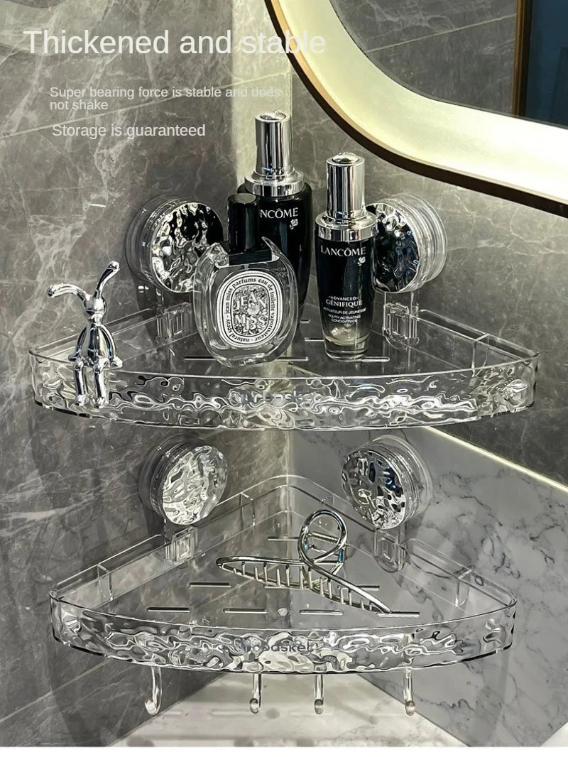 Bathroom Shelf Wall Mount Corner Shower Shelf Suction Cup Shampoo Storage Holder Shower Caddy No Drilling Bathroom Organizer