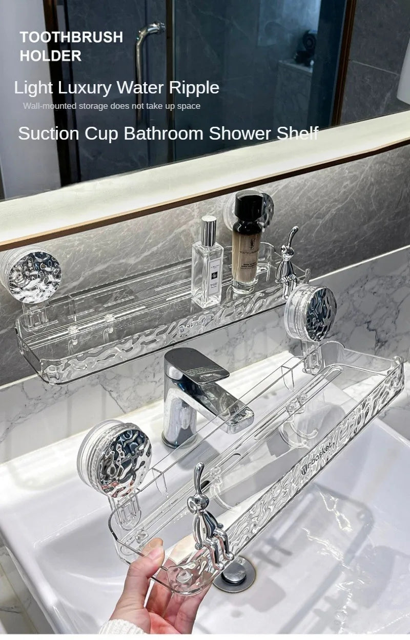 Bathroom Shelf Wall Mount Corner Shower Shelf Suction Cup Shampoo Storage Holder Shower Caddy No Drilling Bathroom Organizer
