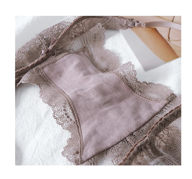 Floral Embroidered Lace Sexy Thong Transparent Underwear Low Waist Temptation Hollow Out Panties String Seamless Briefs