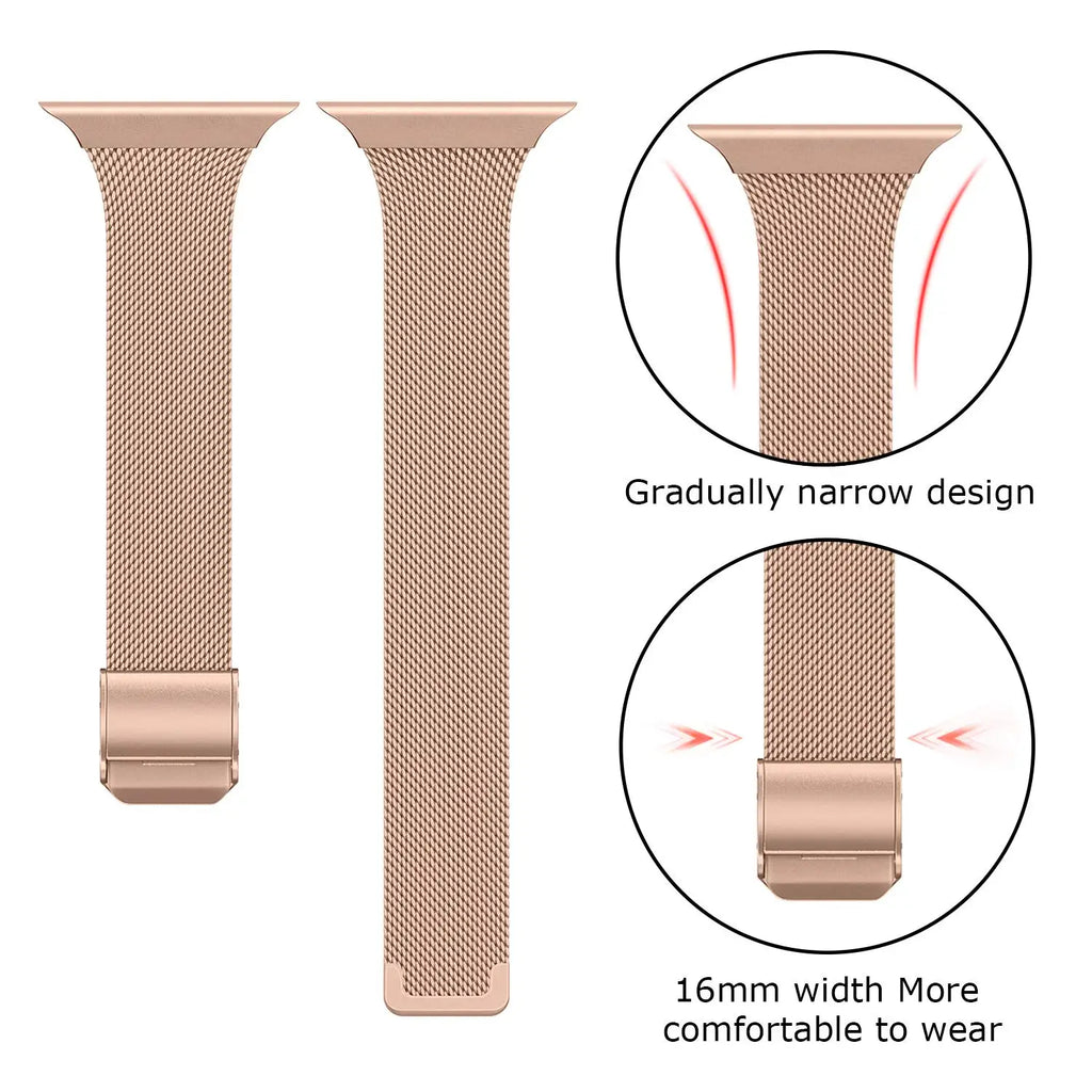 milanese strap For Apple Watch band 44mm 40mm 41mm 45mm 38mm 49mm 42 Slim Stainless steel bracelet iwatch serie ultra 6 se 3 7 8