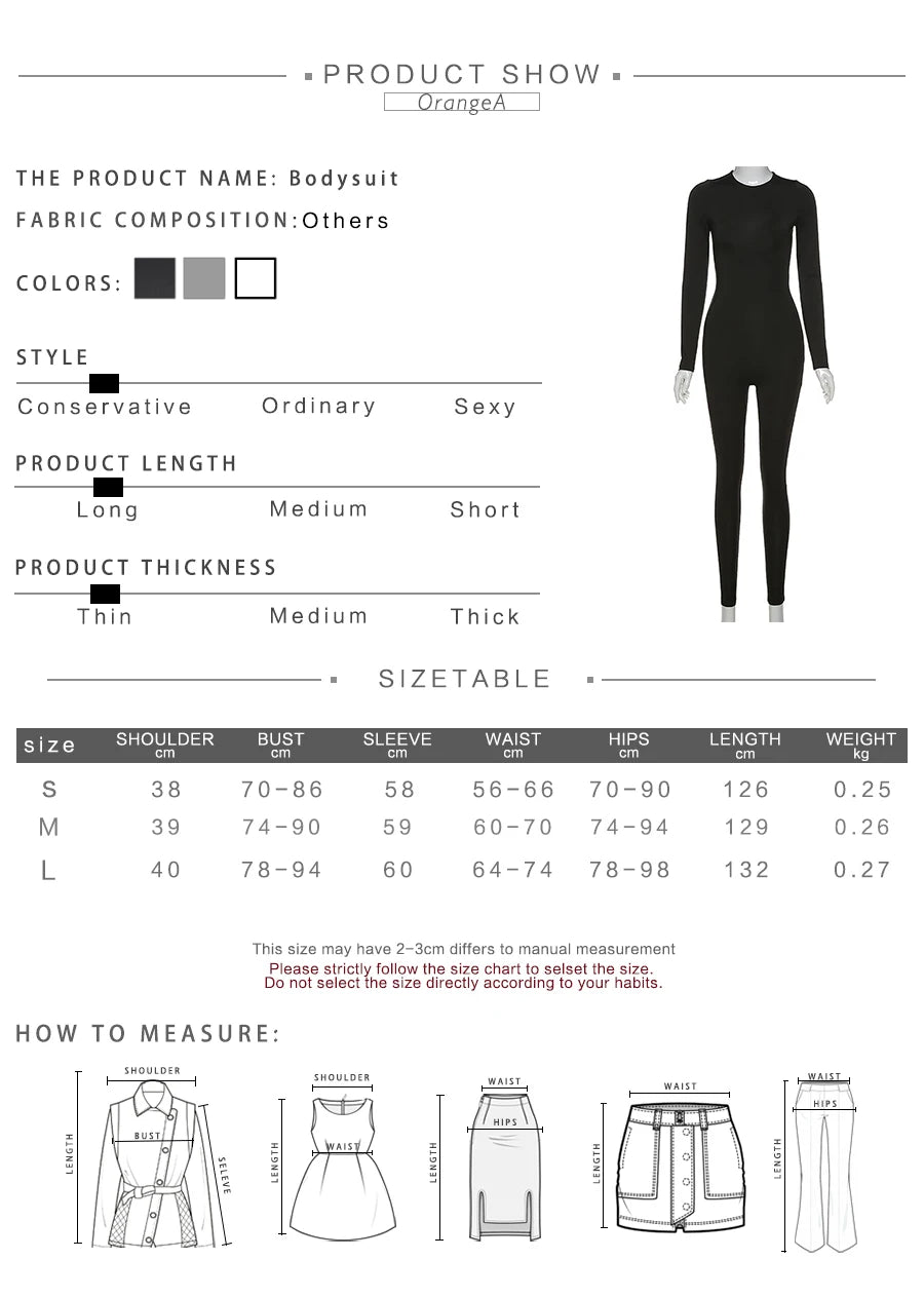 Weird Puss Fitness Skinny Jumpsuit Women O-Neck Full Sleeve Elastic Hight Zipper Sportswear Casual Rompers Streetwear Outfits