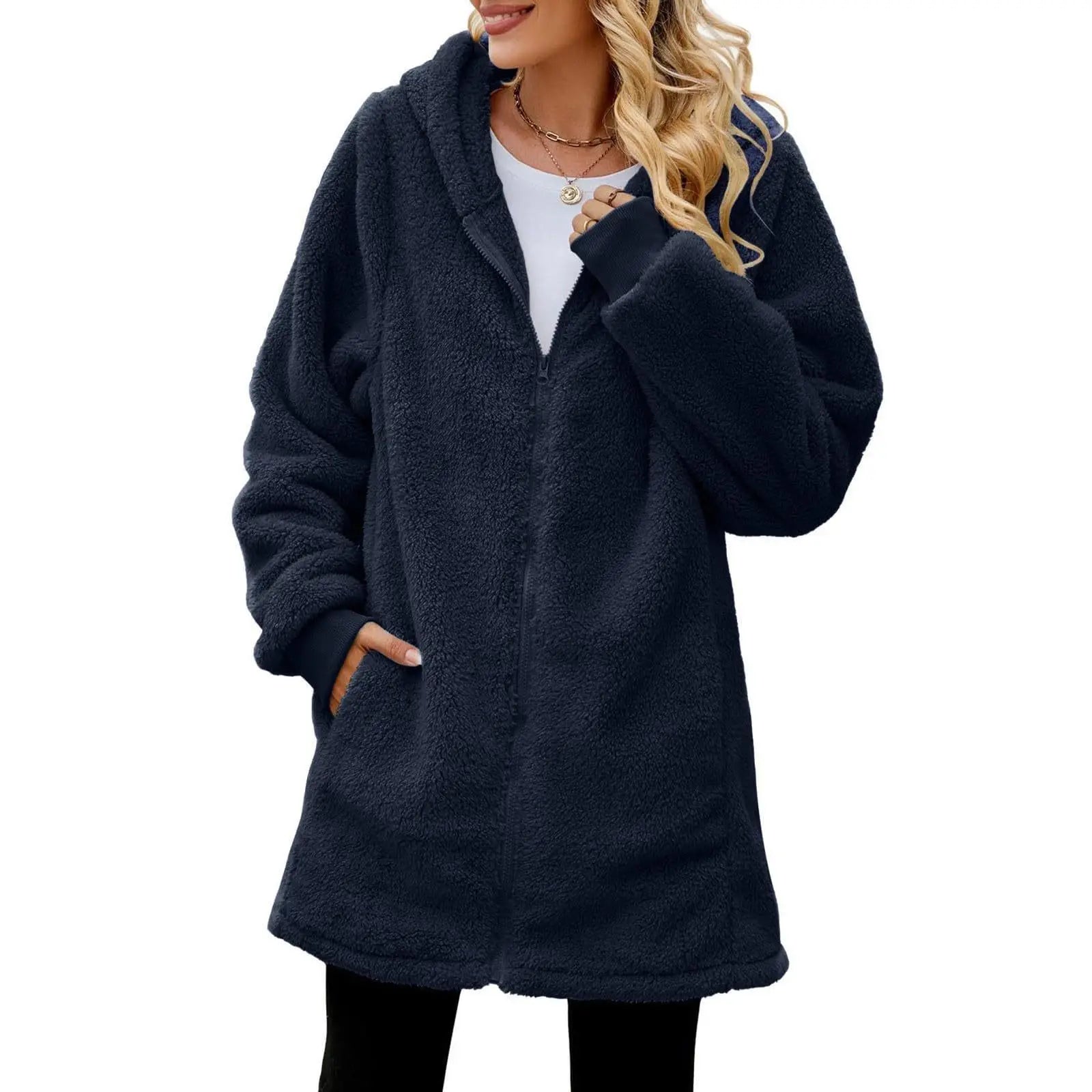 Women Causal Winter Overcoat Female Plus Sizes Hooded Pocket Cap Coat Outerwear Zipper Elegant Jacket Casco Feminino