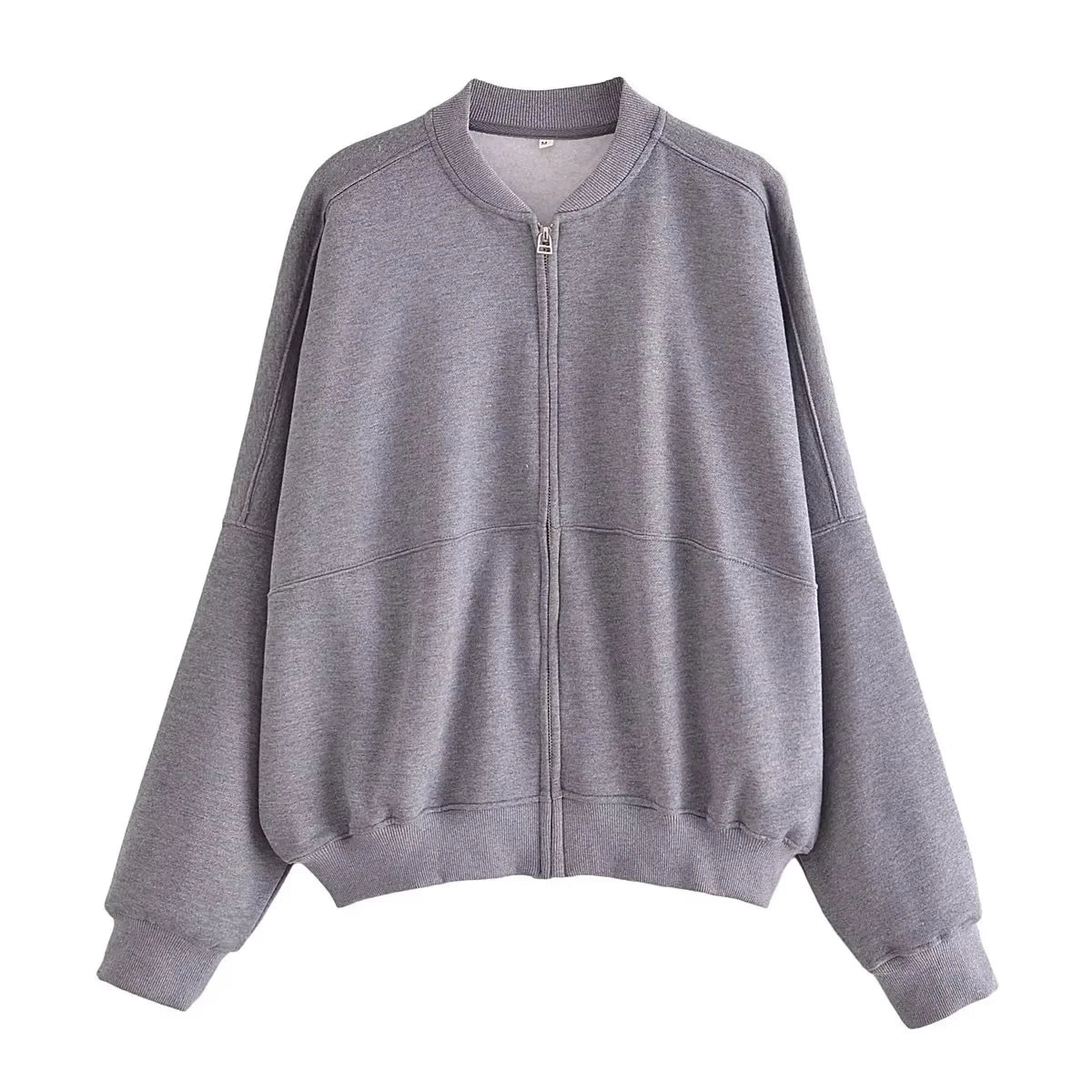 TRAFZA 2023 Women Sets Casual Solid Bomber Jackets Long Sleeve Zipper Sweatshirt Coat + Elastic Waist Pant Elegant Solid Suit
