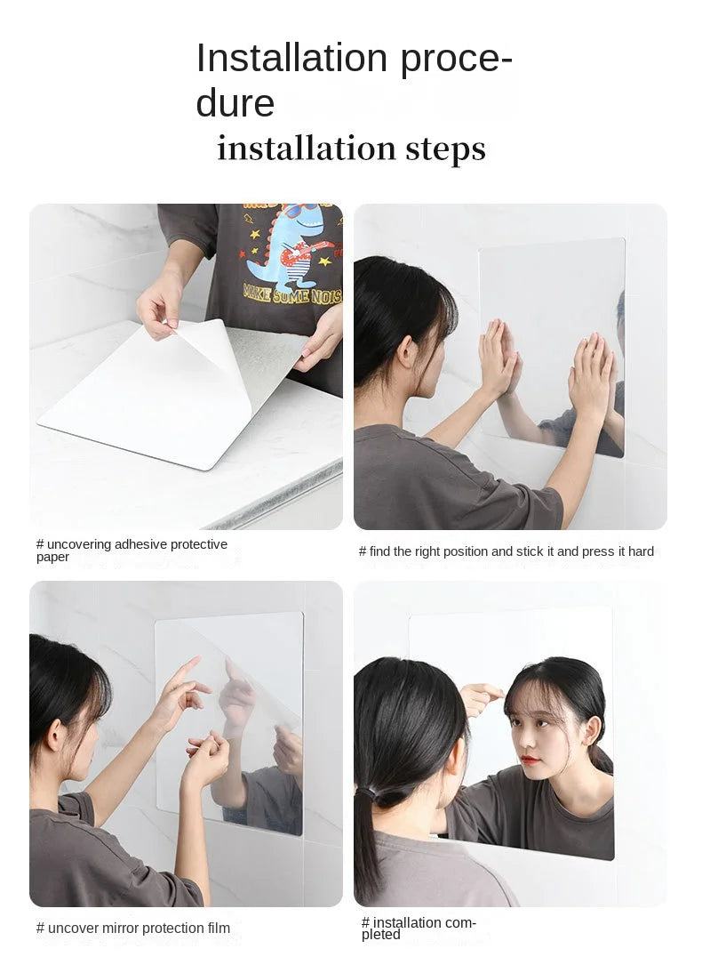 Acrylic full body Mirror Self-adhesive Stickers 30CM Square Crystal Wall Paper DIY 3D Decal Living Room Bathroom home decore