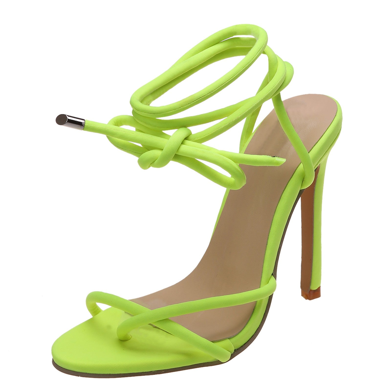 New Stiletto Sandals Fashion Women Summer Flock Cross Straps Comfortable Thin High Heels Shoes Peep Toe Breathable Sandals
