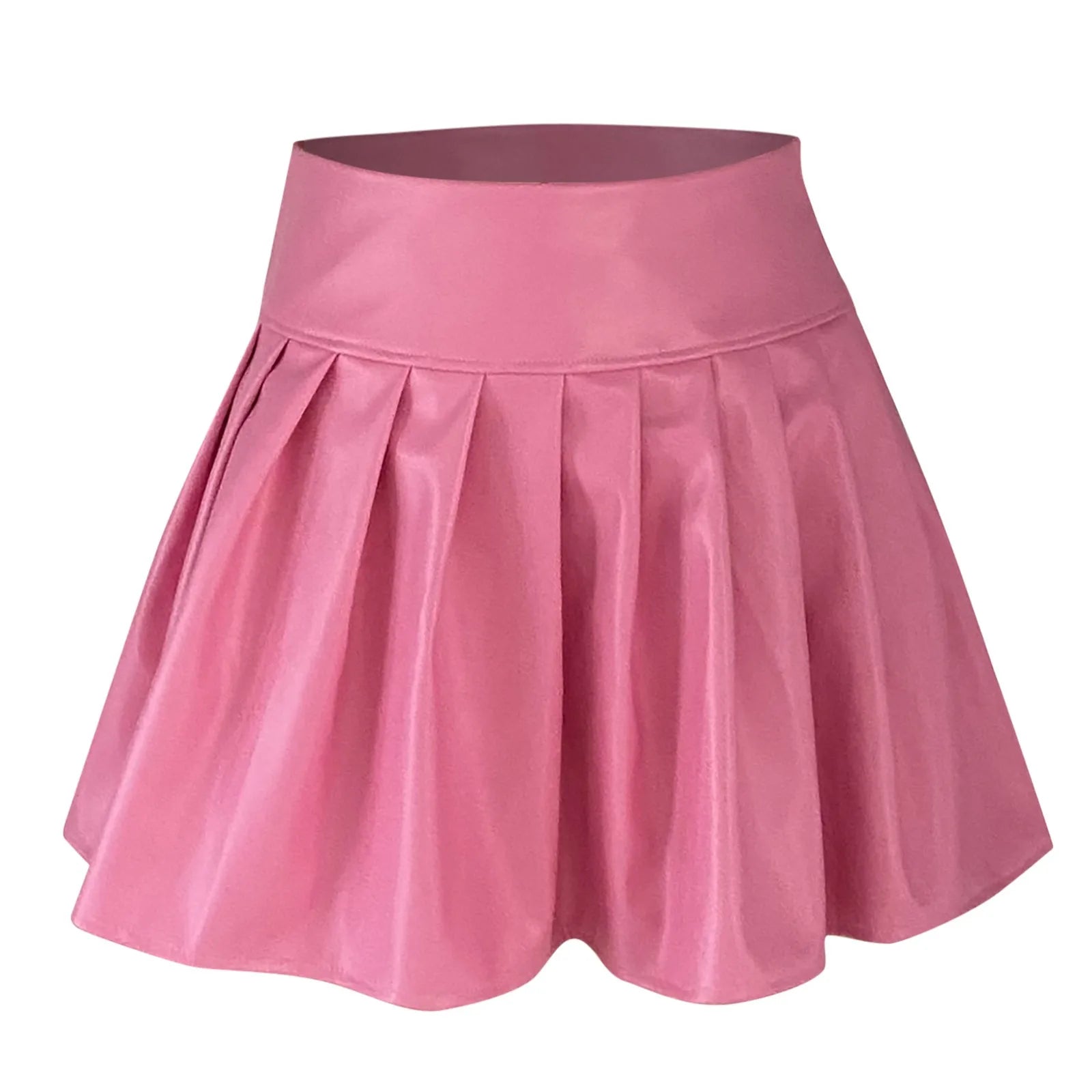 Plaid Skirt Women's Pleated Leather Skirt Basic Solid Versatile Stretchy Informal Skirt Women Tennis Skirt