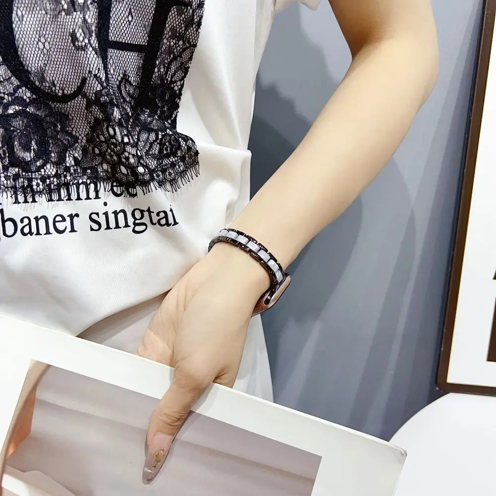 Stainless Steel Metal Resin Smart Watch Band, 14mm Width, Luxury Chain, Apple Watch Ultra, 9, 8, 7, 6, 41mm, 45mm, 40mm, 44mm