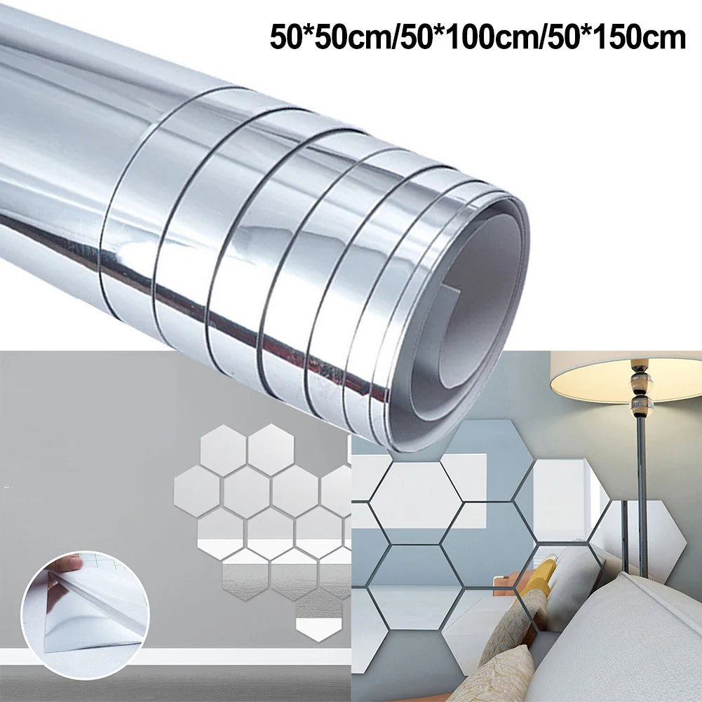 1Pcs Wall Mirror Sticker Mirror Bathroom Decoration Full Body Mirrors Film Self-Adhesive Soft Smooth Diy Film Mirror