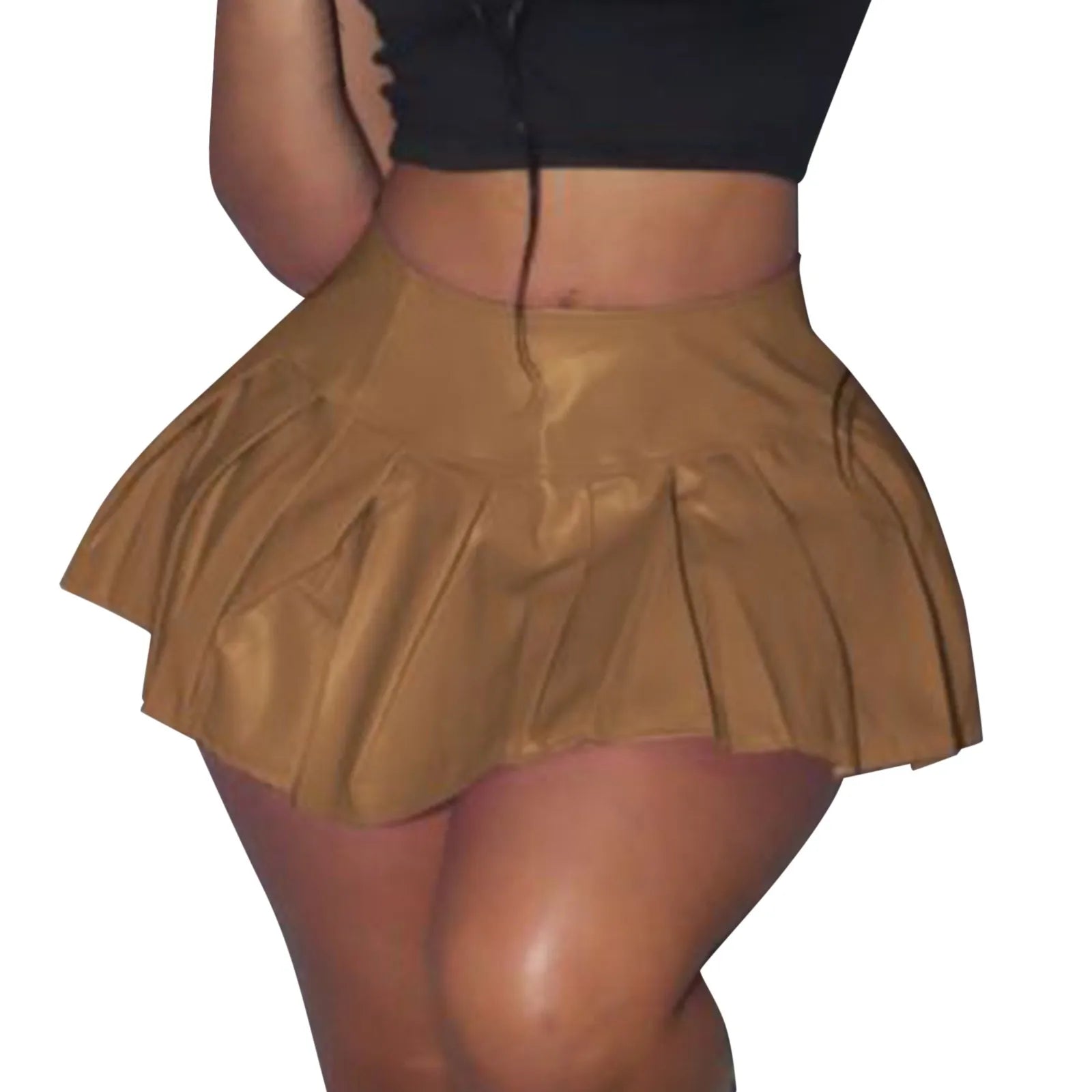 Plaid Skirt Women's Pleated Leather Skirt Basic Solid Versatile Stretchy Informal Skirt Women Tennis Skirt