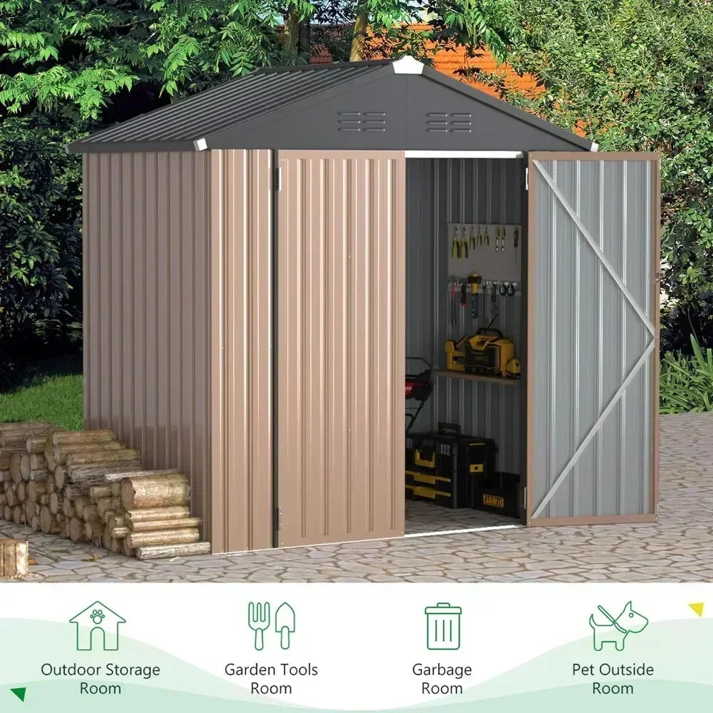 6 X 4FT Outdoor Storage Shed, Lockable Bike Shed, Garden Shed, and Tool Shed