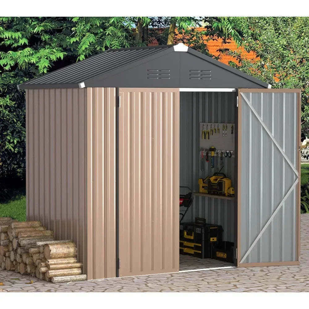 6 X 4FT Outdoor Storage Shed, Lockable Bike Shed, Garden Shed, and Tool Shed