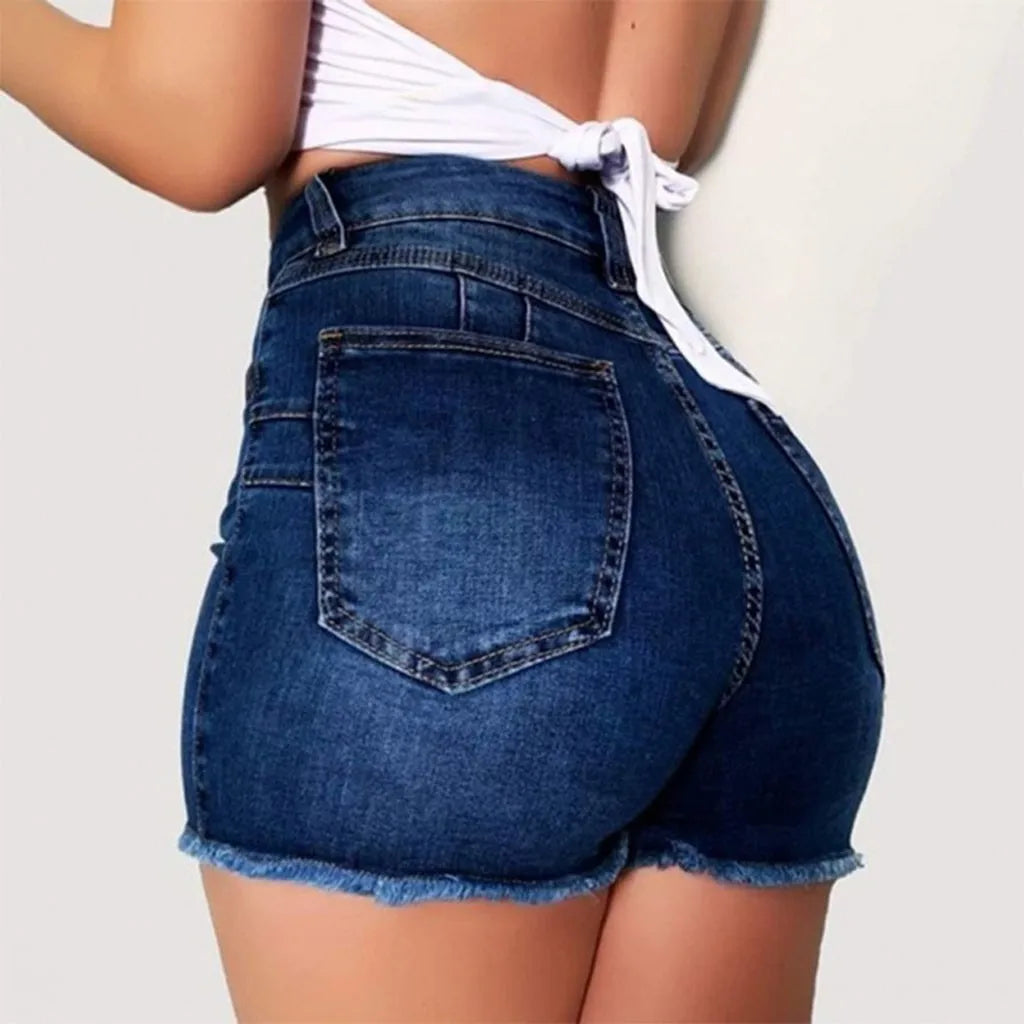 New In Summer Womens Jeans Shorts Jeans Short Length High Waisted Broken Denim Shorts Ripped Jeans High Waisted Hotpant Shorts
