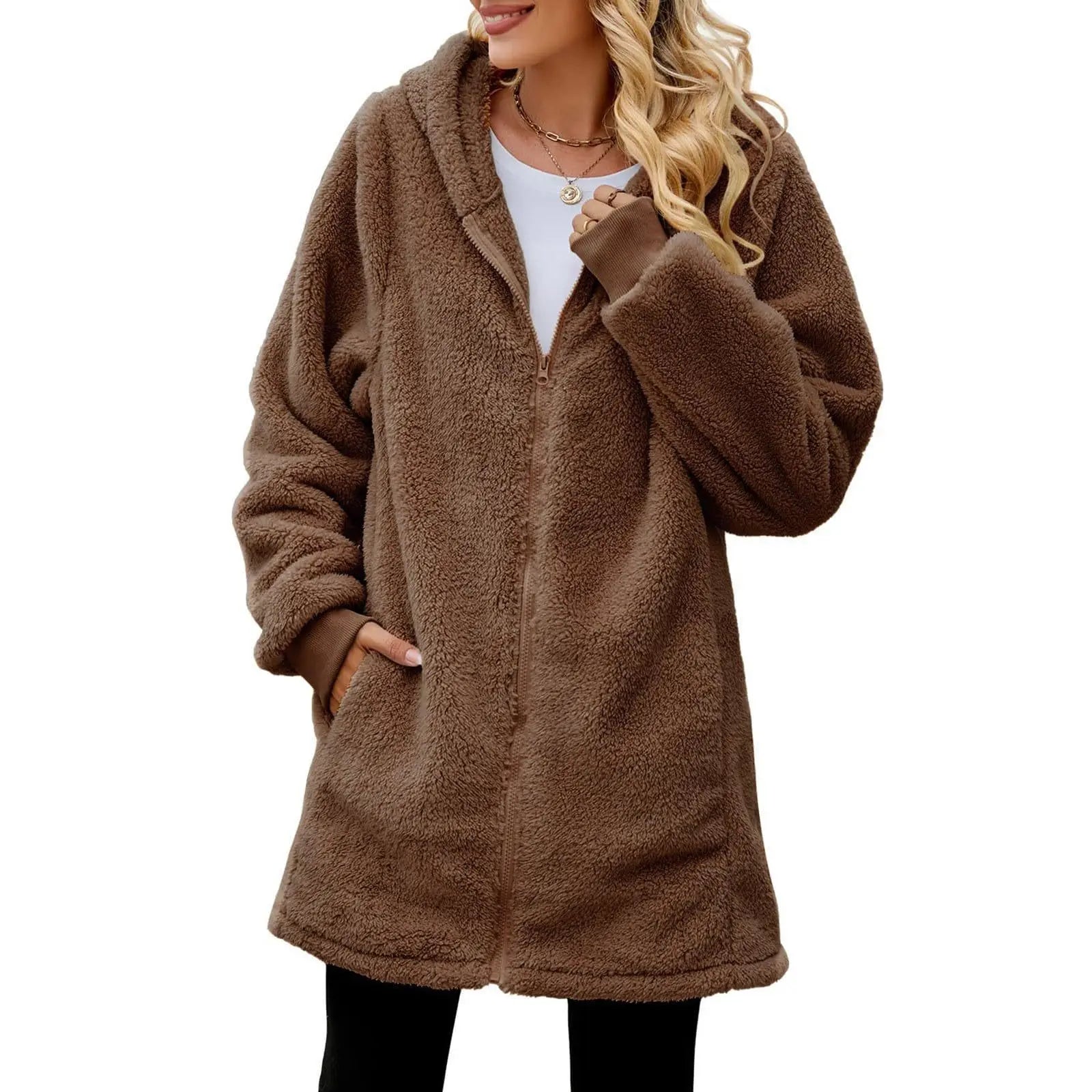 Women Causal Winter Overcoat Female Plus Sizes Hooded Pocket Cap Coat Outerwear Zipper Elegant Jacket Casco Feminino