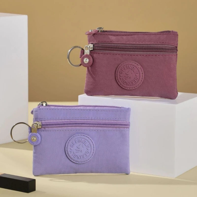 Fashion Small Canvas Coin Purses for Kids with Card Holder and Earphone Pocket Students Bus ID Credit Card Holder Storage Bags