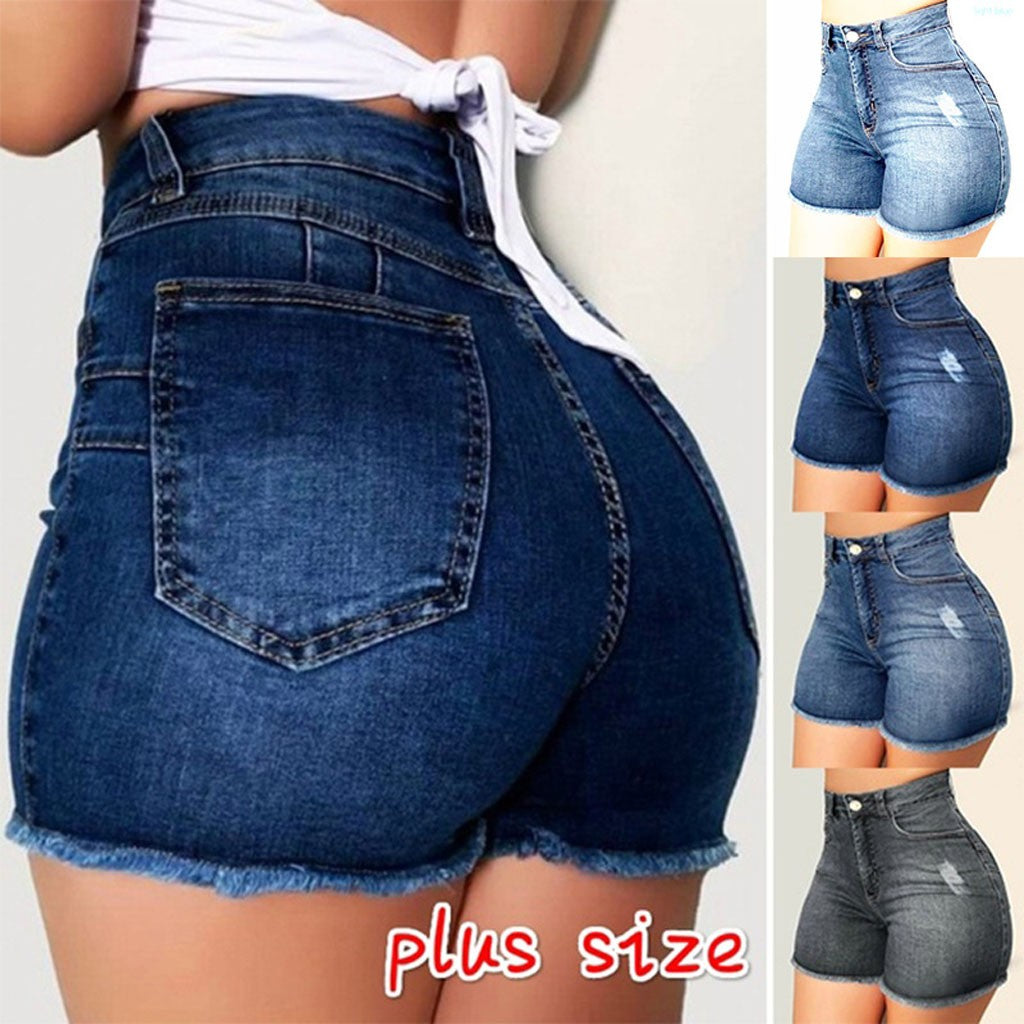 New In Summer Womens Jeans Shorts Jeans Short Length High Waisted Broken Denim Shorts Ripped Jeans High Waisted Hotpant Shorts