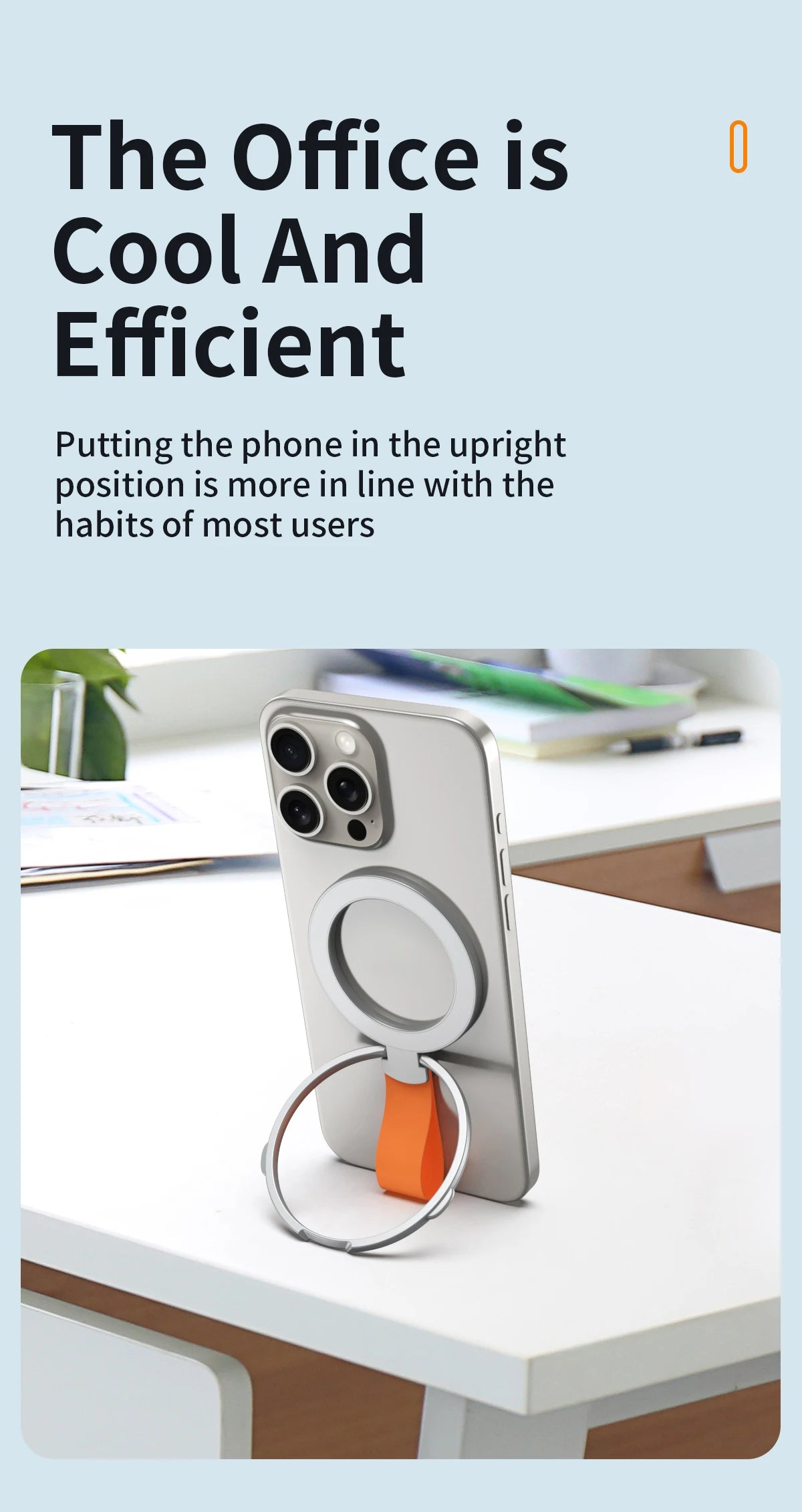 MagSafe Magnetic Ring Phone Holder with Silicone Cord Rotating Kickstand for Iphone15 14 13 12 Series Desktop AlloyBuckle Stand