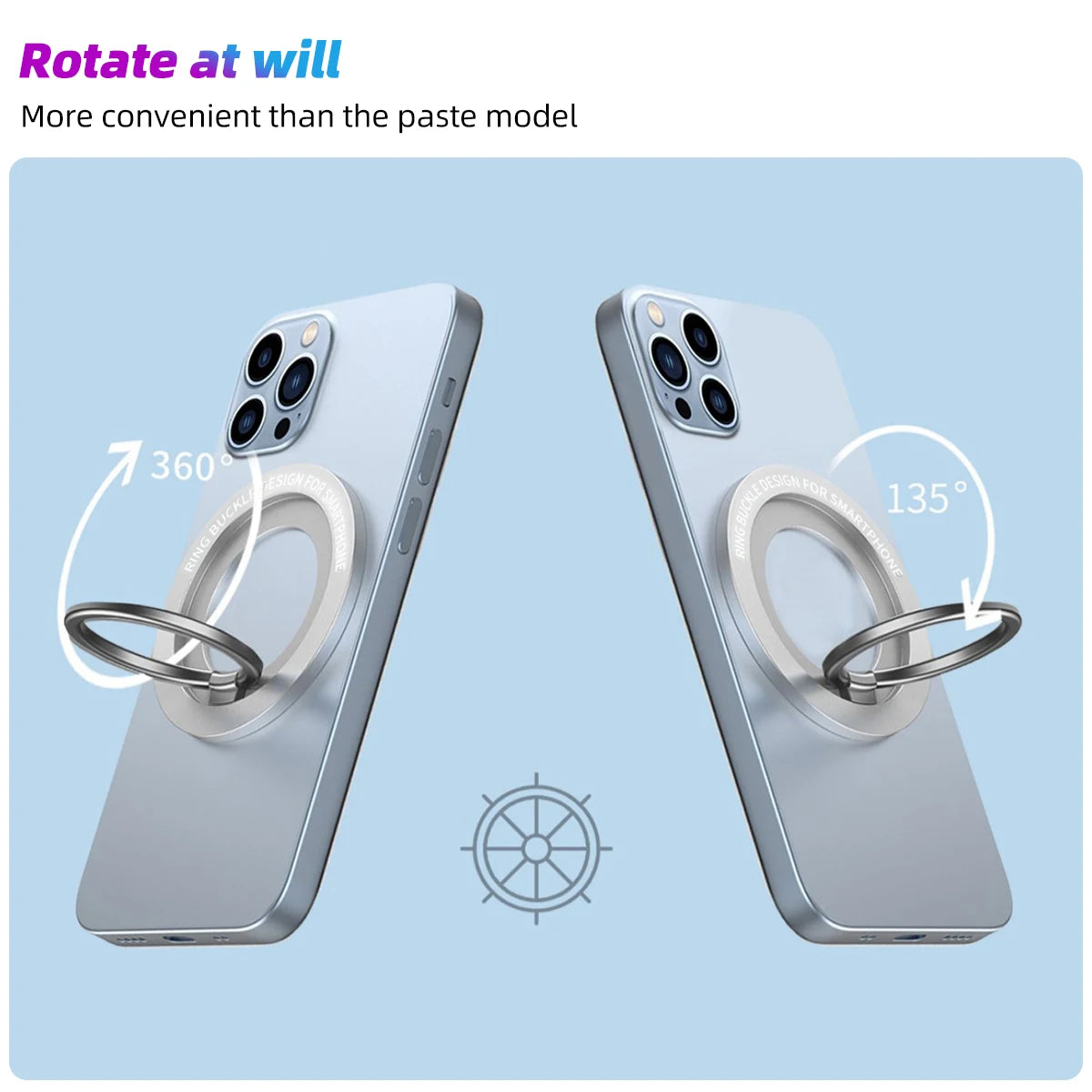 Rotatable Magnetic Phone Ring Holder for iPhone 13 12 for MagSafe Accessories Adjustable Finger Ring Grip Stand For Magnet Case
