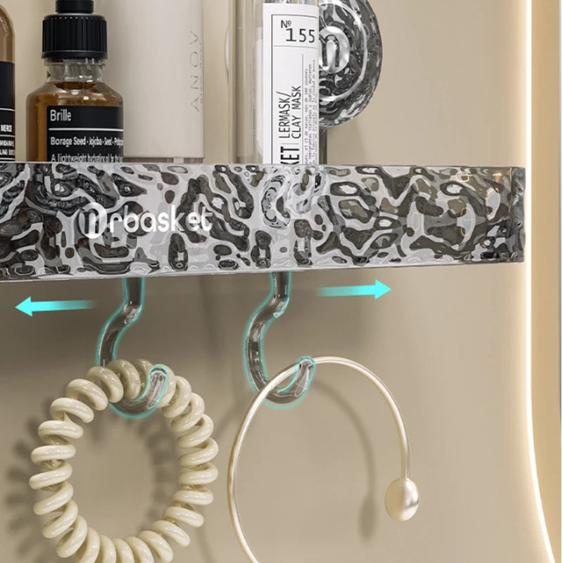 Light Luxury Bathroom Shelf Suction Cup Shampoo Shower Rack Punch-Free Storage Organizer Holder Bathroom Accessories