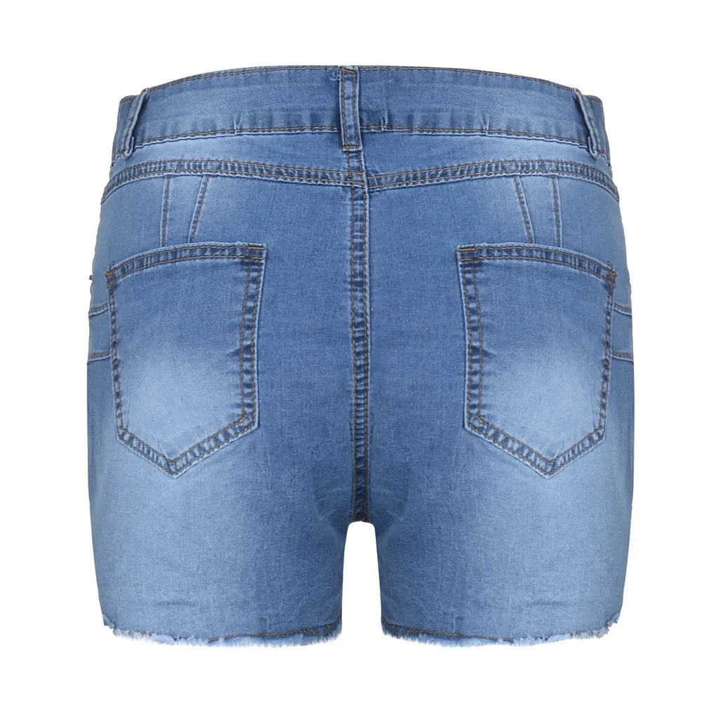 New In Summer Womens Jeans Shorts Jeans Short Length High Waisted Broken Denim Shorts Ripped Jeans High Waisted Hotpant Shorts