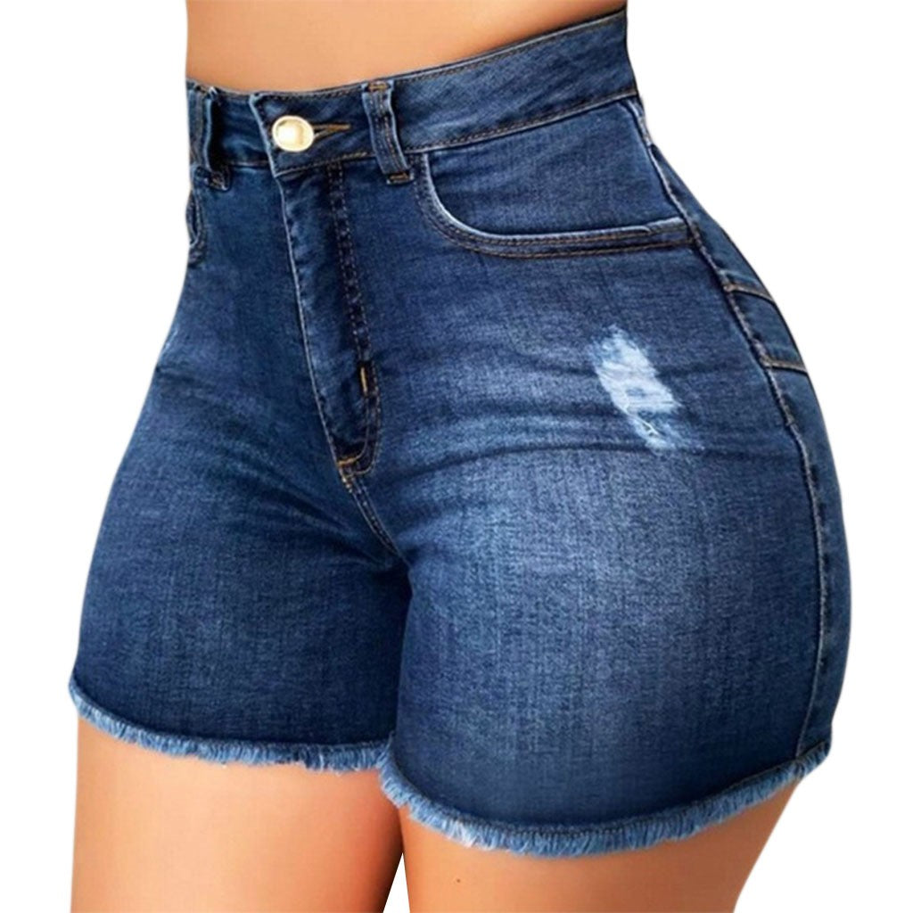 New In Summer Womens Jeans Shorts Jeans Short Length High Waisted Broken Denim Shorts Ripped Jeans High Waisted Hotpant Shorts