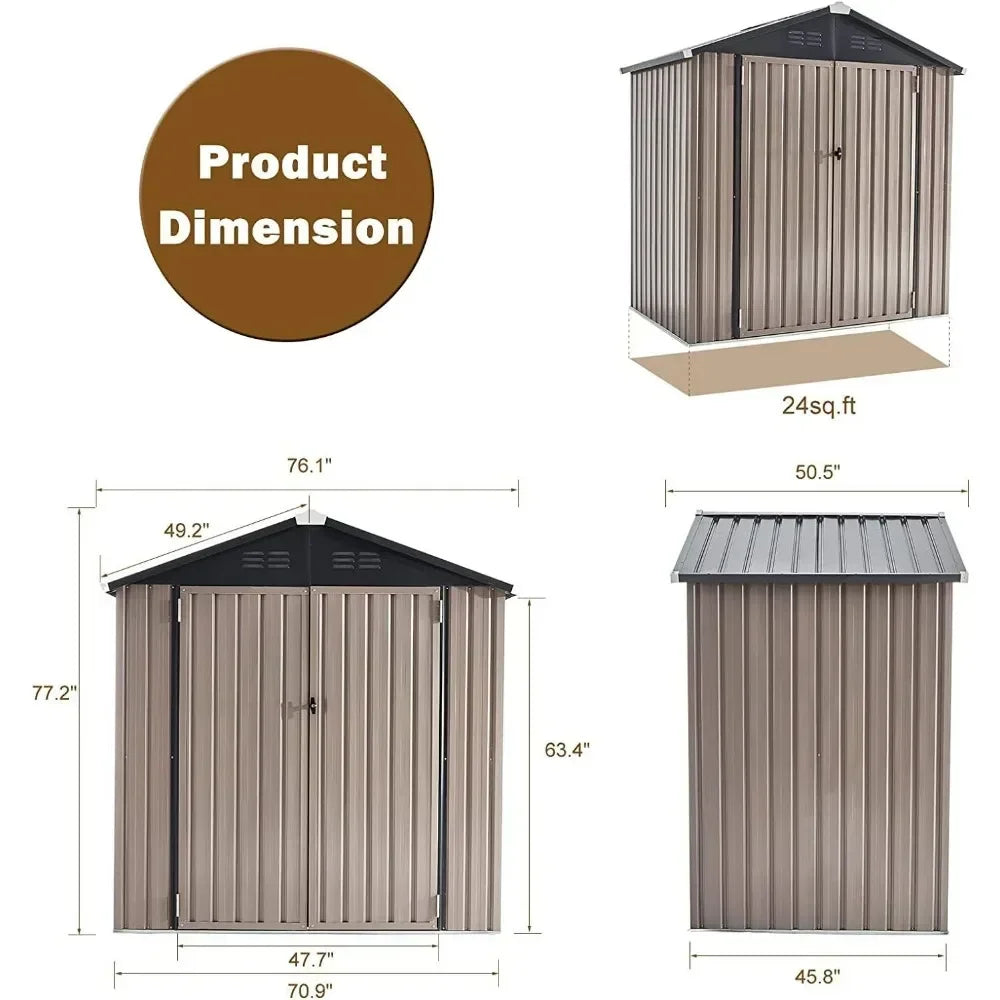 6 X 4FT Outdoor Storage Shed, Lockable Bike Shed, Garden Shed, and Tool Shed