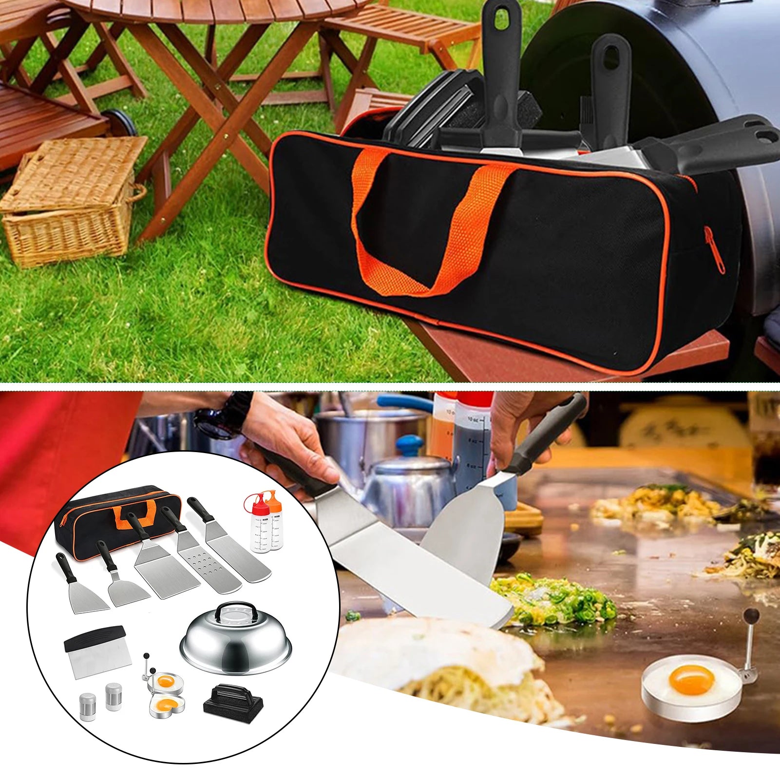 Stainless steel barbecue tool set of 16 outdoor BBQ iron plate barbecue shovel barbecue set