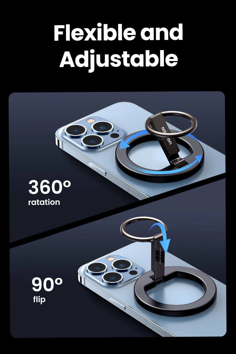 UGREEN Magnetic Phone Ring Holder For Magsafe iPhone 15 14 13 Pro Xiaomi Samsung Huawei Aluminum 360° Rotation MobilePhone Stand