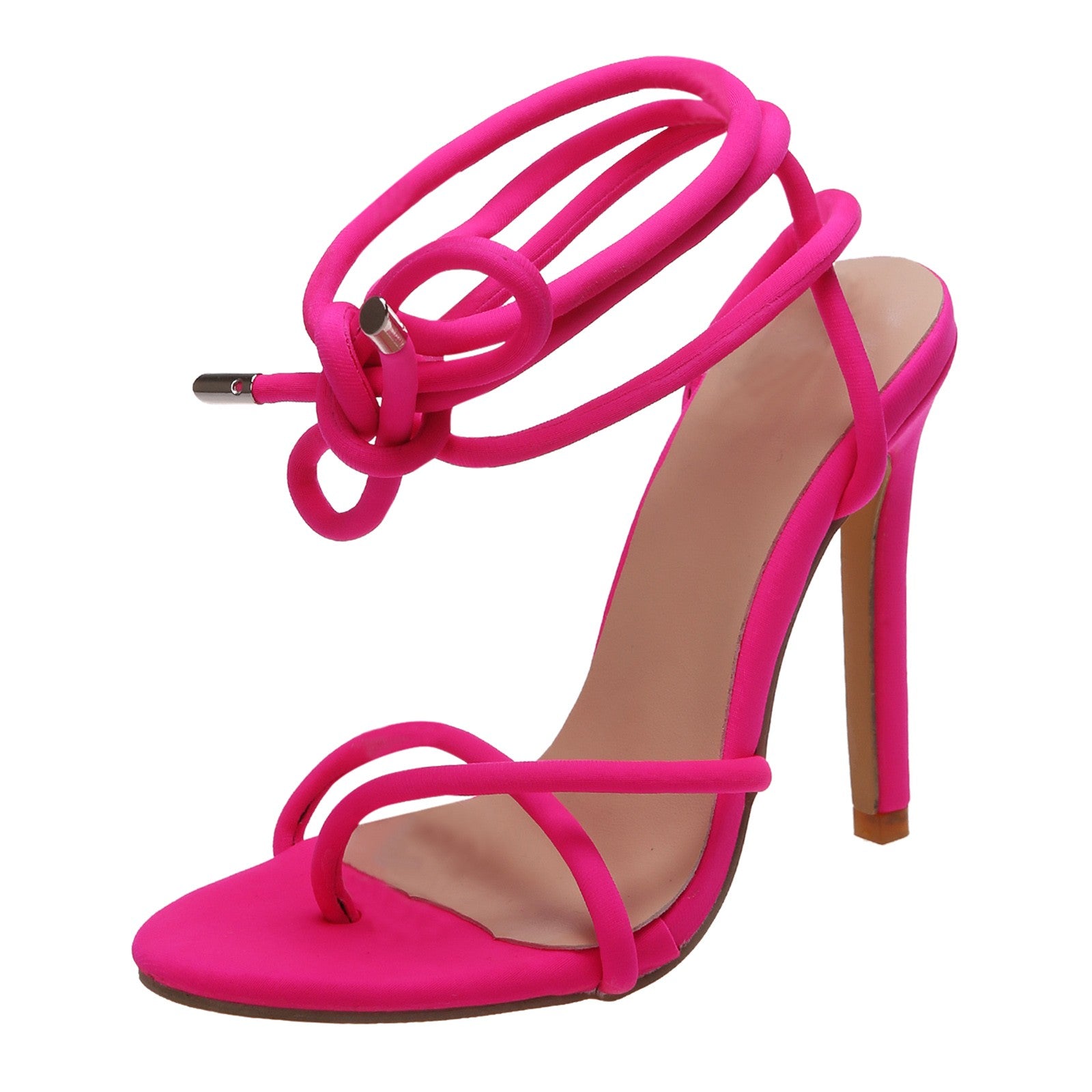 New Stiletto Sandals Fashion Women Summer Flock Cross Straps Comfortable Thin High Heels Shoes Peep Toe Breathable Sandals