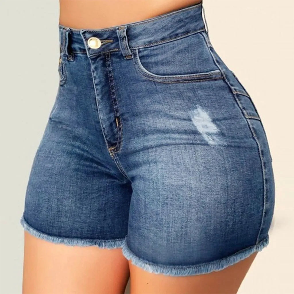 New In Summer Womens Jeans Shorts Jeans Short Length High Waisted Broken Denim Shorts Ripped Jeans High Waisted Hotpant Shorts
