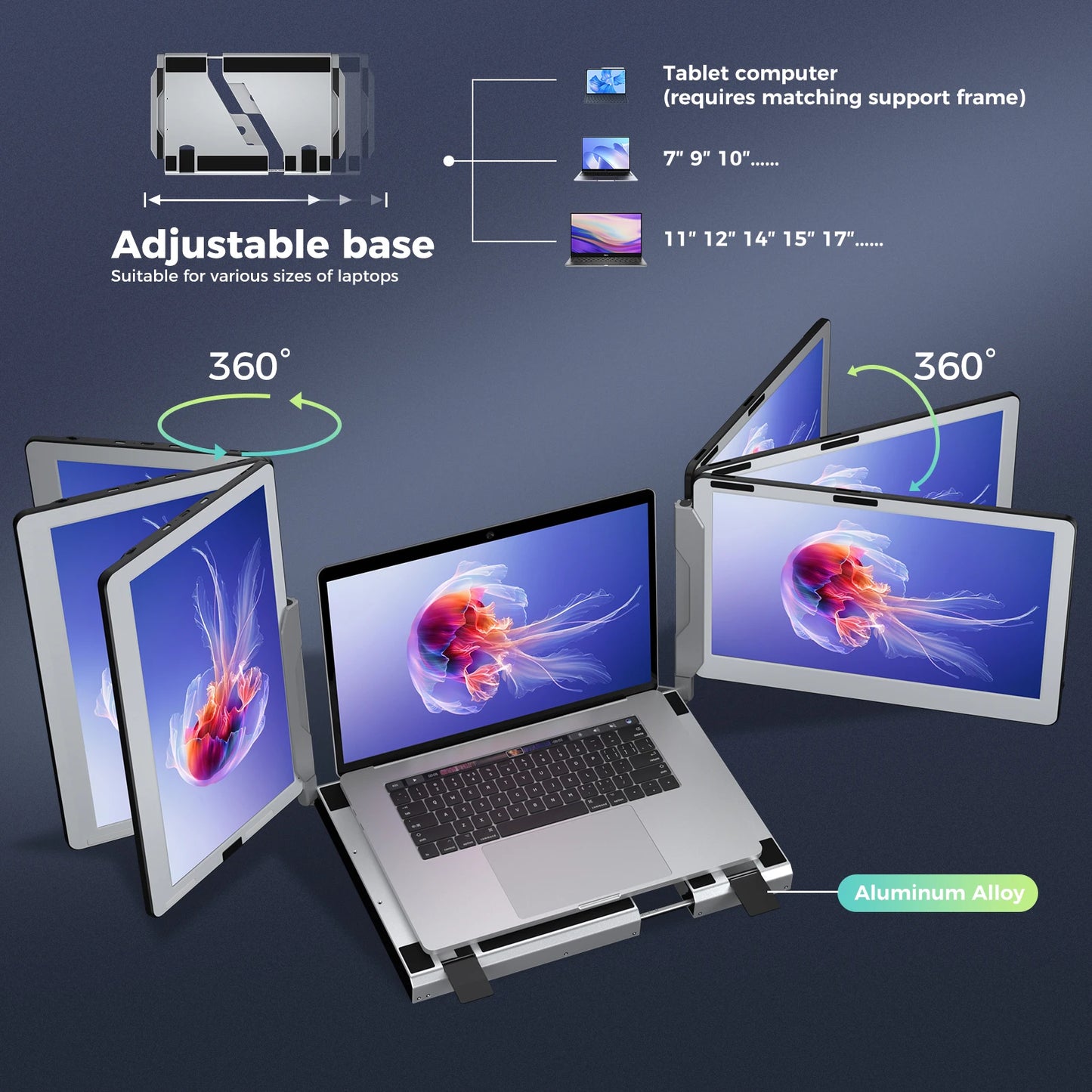 14inch FHD Triple Portable Monitor for Laptop Extender Display Dual Foldable Extended Display IPS Screen 1920x1080