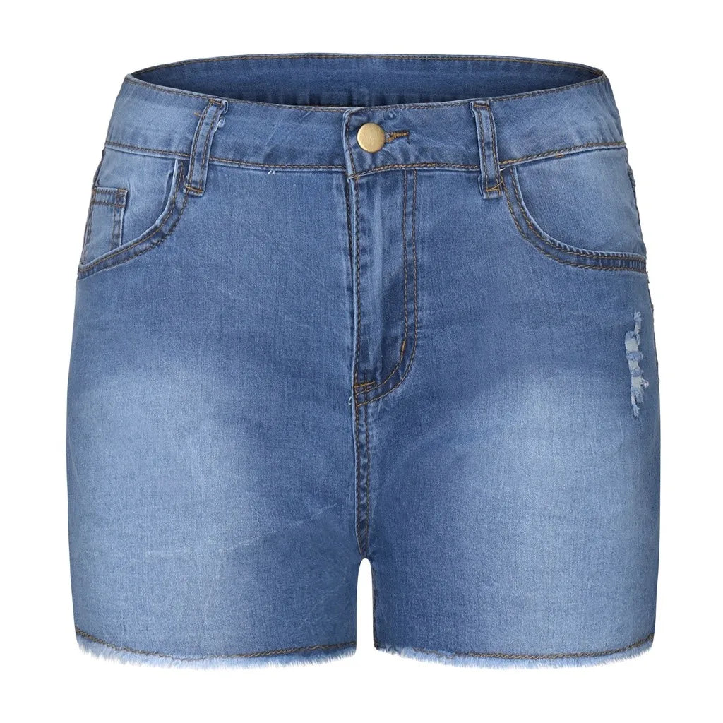 New In Summer Womens Jeans Shorts Jeans Short Length High Waisted Broken Denim Shorts Ripped Jeans High Waisted Hotpant Shorts