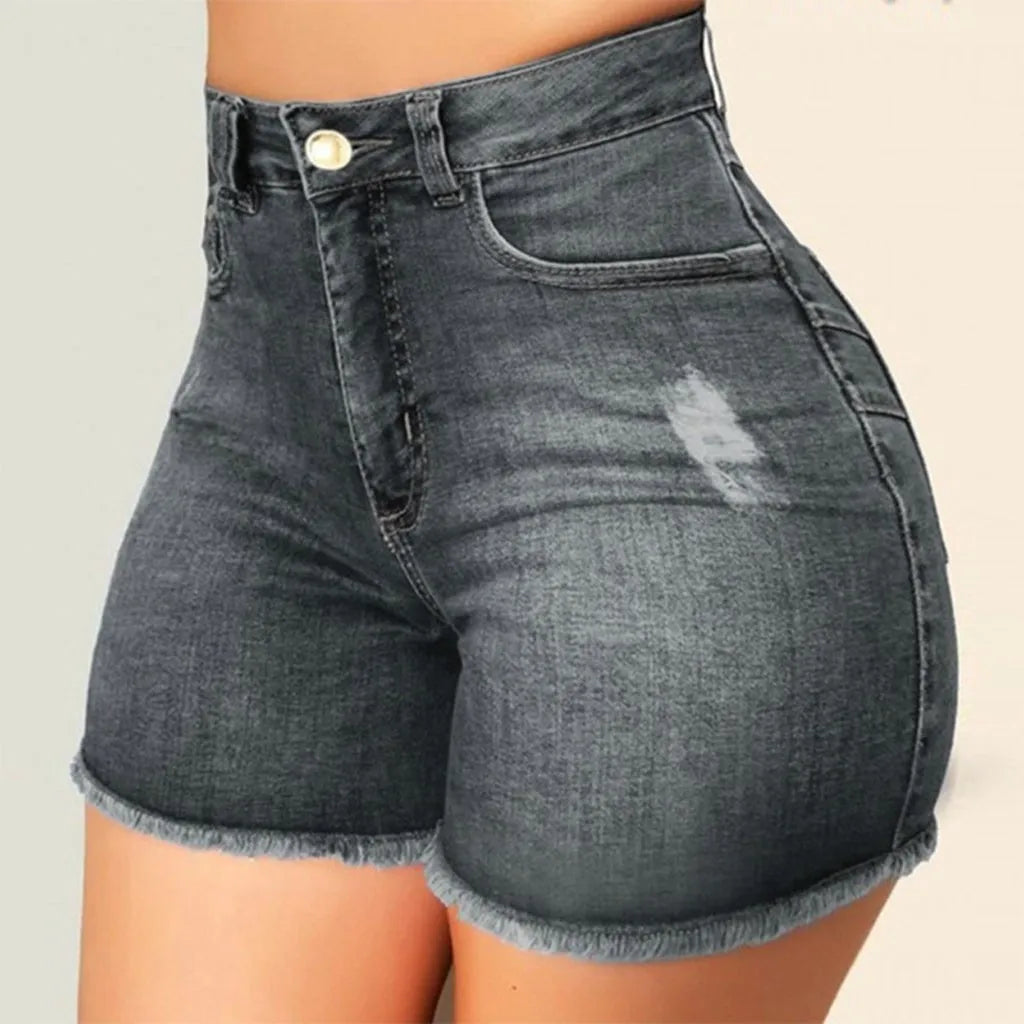 New In Summer Womens Jeans Shorts Jeans Short Length High Waisted Broken Denim Shorts Ripped Jeans High Waisted Hotpant Shorts