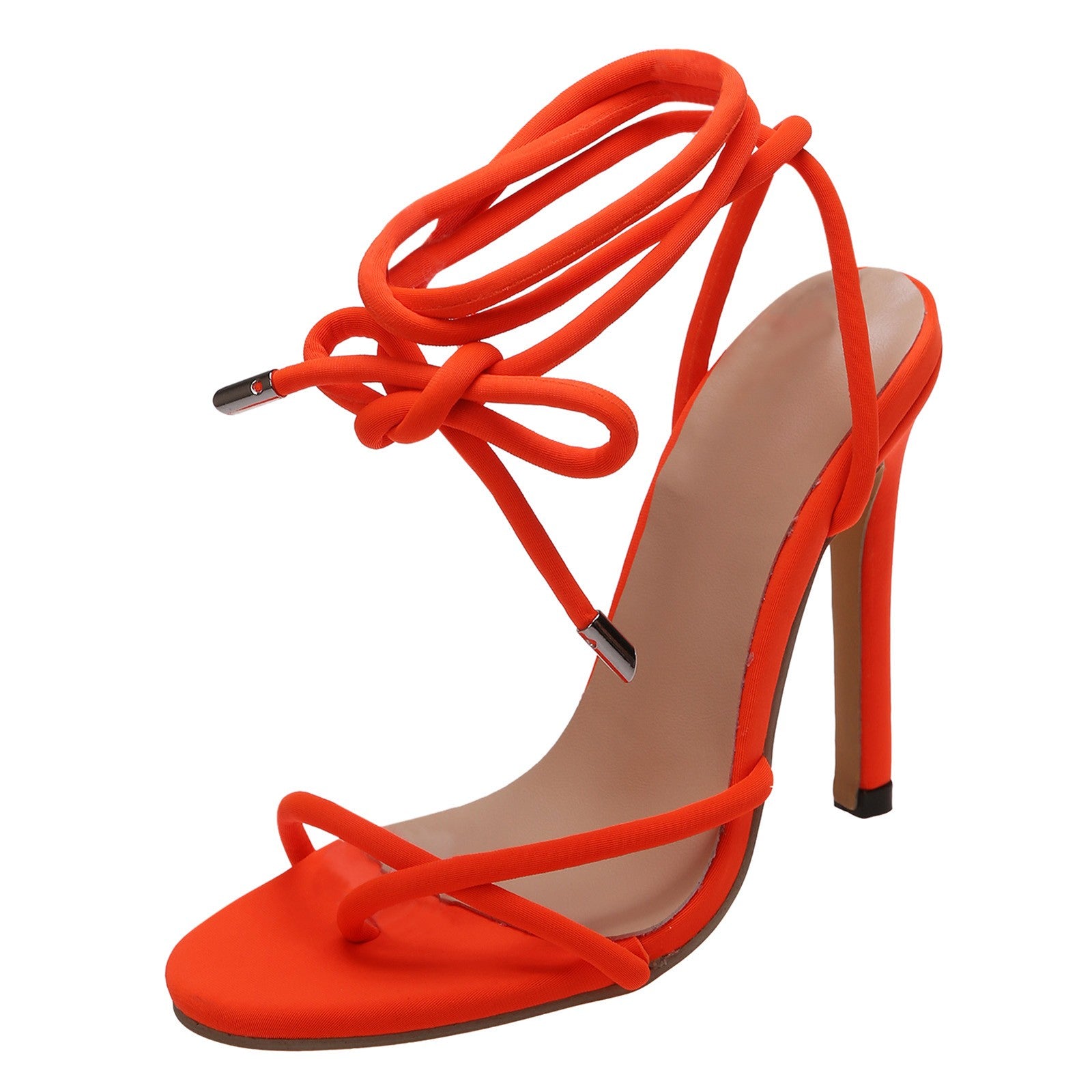 New Stiletto Sandals Fashion Women Summer Flock Cross Straps Comfortable Thin High Heels Shoes Peep Toe Breathable Sandals
