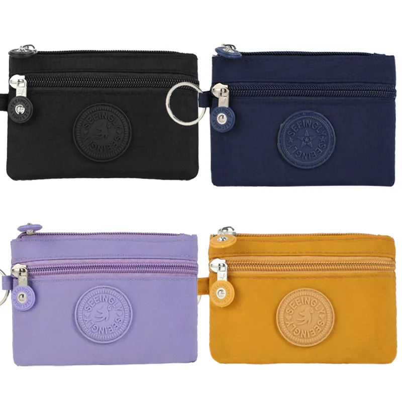Fashion Small Canvas Coin Purses for Kids with Card Holder and Earphone Pocket Students Bus ID Credit Card Holder Storage Bags