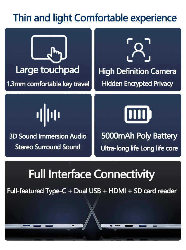 Laptop 16 Inch Intel Core I9-11900H 32 GB DDR4 2TB SSD Fingerprint Unlock 8 Cores 16 Threads 4.9 GHz Wifi6 HD Camera Computer
