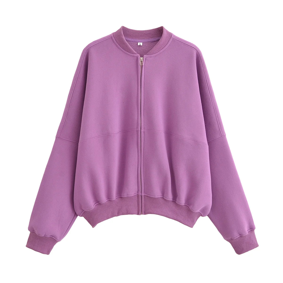 TRAFZA 2023 Women Sets Casual Solid Bomber Jackets Long Sleeve Zipper Sweatshirt Coat + Elastic Waist Pant Elegant Solid Suit