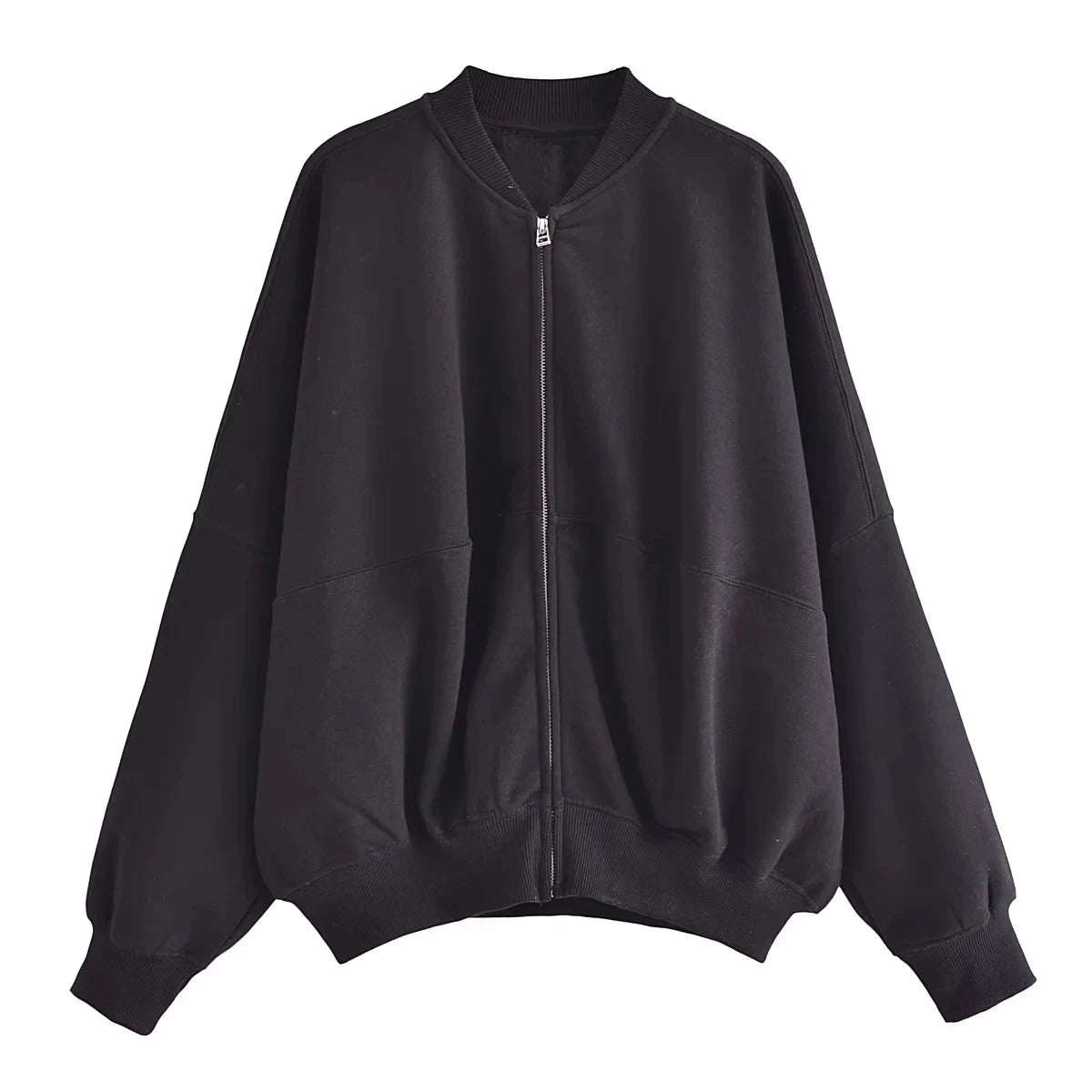 TRAFZA 2023 Women Sets Casual Solid Bomber Jackets Long Sleeve Zipper Sweatshirt Coat + Elastic Waist Pant Elegant Solid Suit