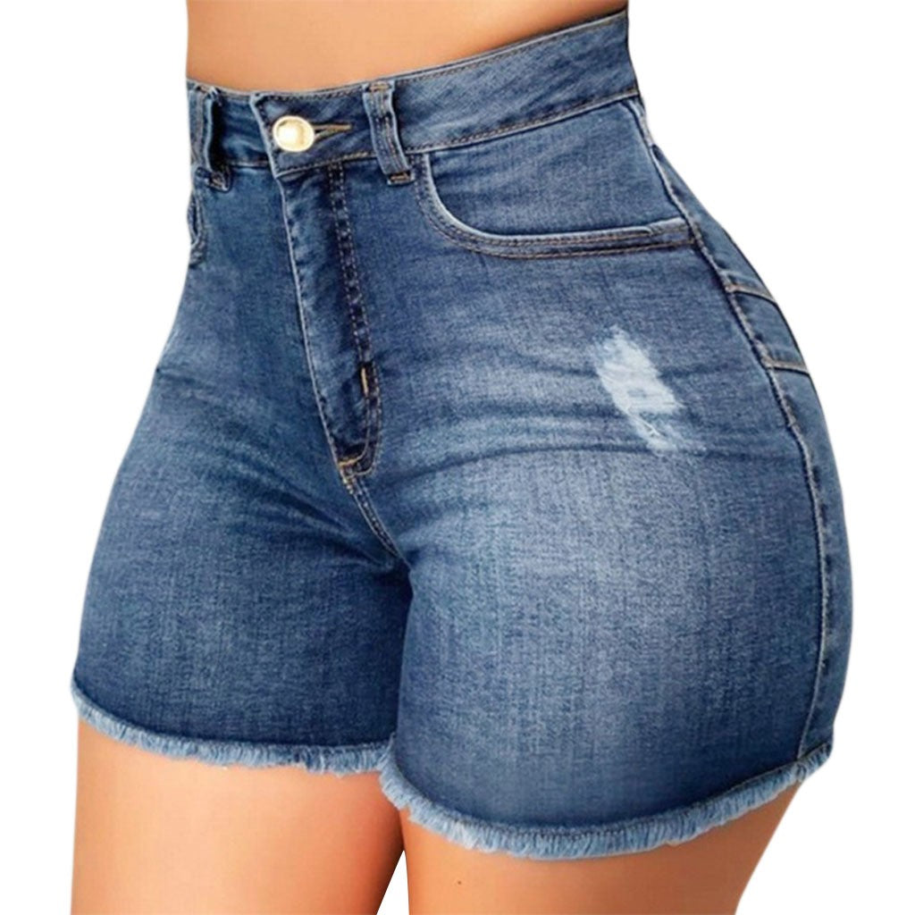 New In Summer Womens Jeans Shorts Jeans Short Length High Waisted Broken Denim Shorts Ripped Jeans High Waisted Hotpant Shorts