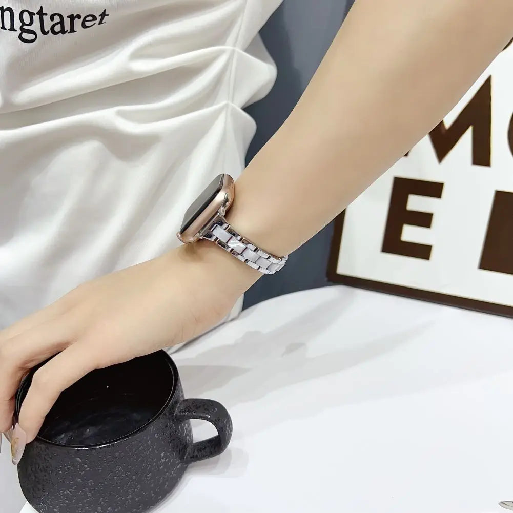 Stainless Steel Metal Resin Smart Watch Band, 14mm Width, Luxury Chain, Apple Watch Ultra, 9, 8, 7, 6, 41mm, 45mm, 40mm, 44mm