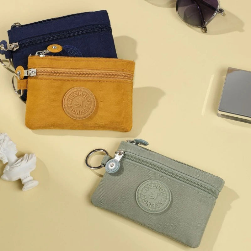 Fashion Small Canvas Coin Purses for Kids with Card Holder and Earphone Pocket Students Bus ID Credit Card Holder Storage Bags