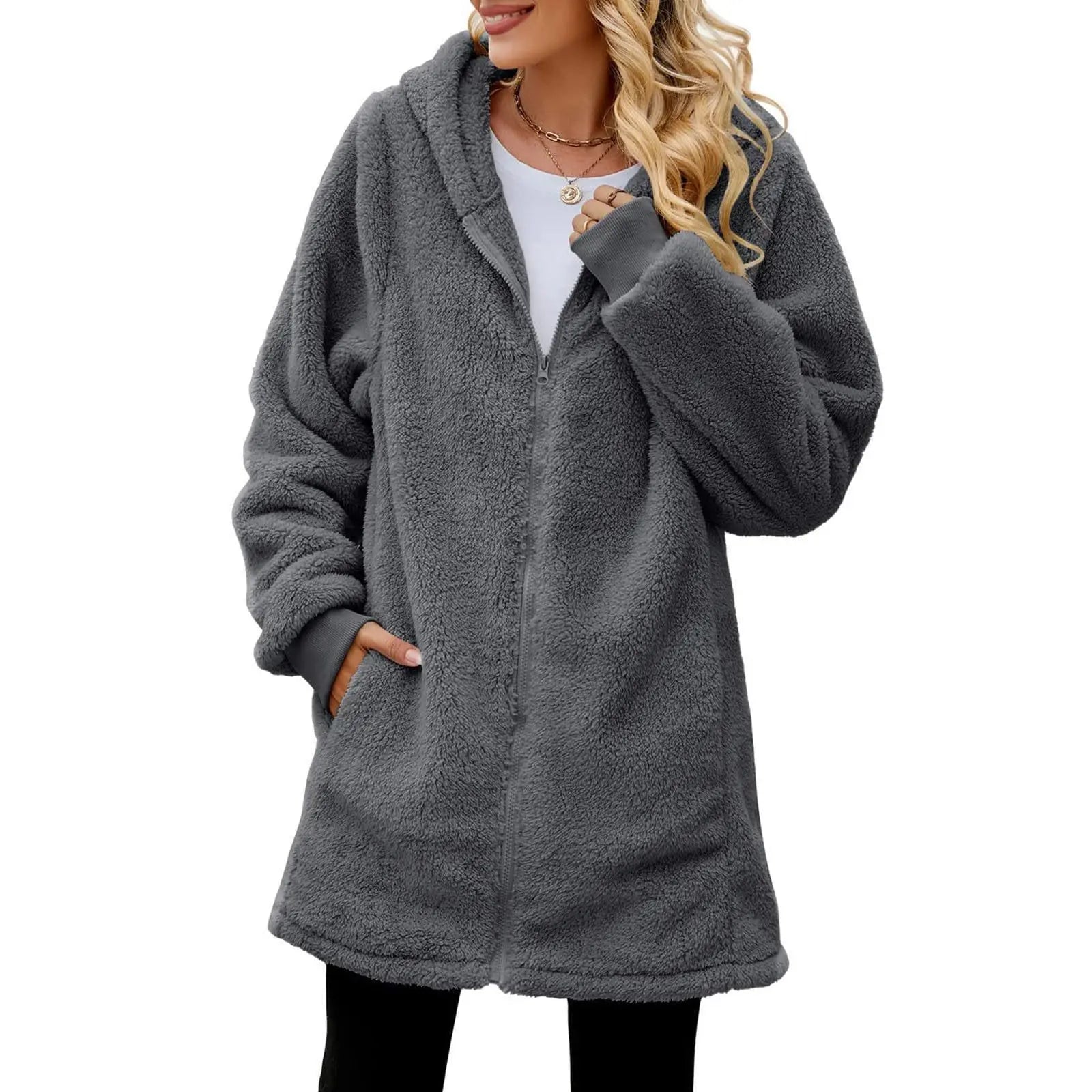 Women Causal Winter Overcoat Female Plus Sizes Hooded Pocket Cap Coat Outerwear Zipper Elegant Jacket Casco Feminino