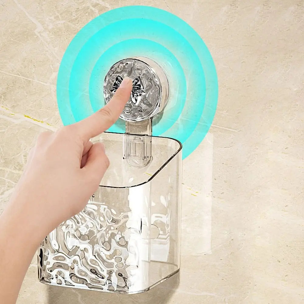 Plastic Shower Suction Cup Shelf Glacier Pattern Transparent Wall Storage Rack Punch Free Draining Basket Holder Bathroom