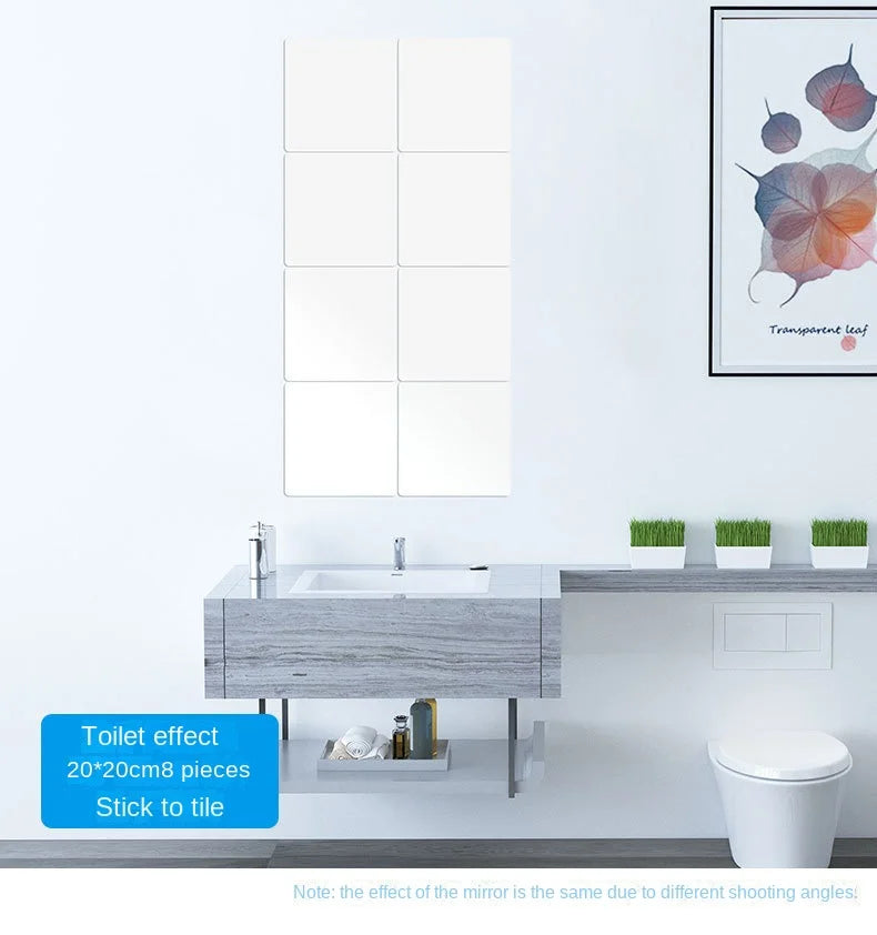Acrylic full body Mirror Self-adhesive Stickers 30CM Square Crystal Wall Paper DIY 3D Decal Living Room Bathroom home decore