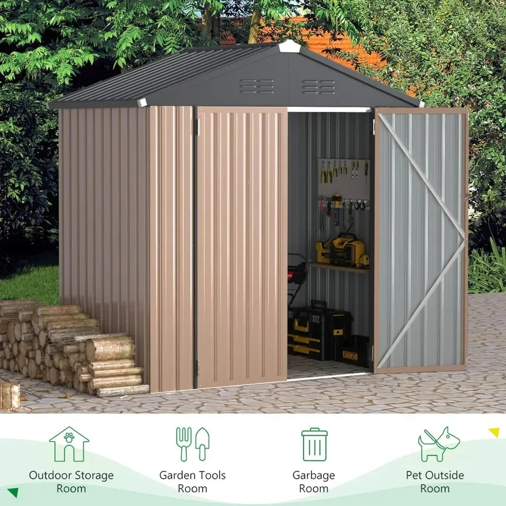 6 X 4FT Outdoor Storage Shed, Lockable Bike Shed, Garden Shed, and Tool Shed
