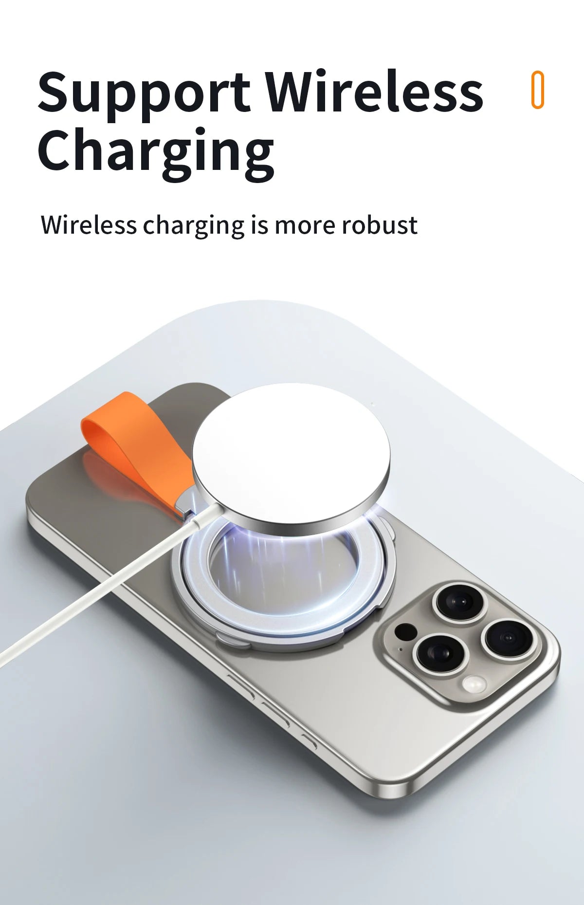 MagSafe Magnetic Ring Phone Holder with Silicone Cord Rotating Kickstand for Iphone15 14 13 12 Series Desktop AlloyBuckle Stand